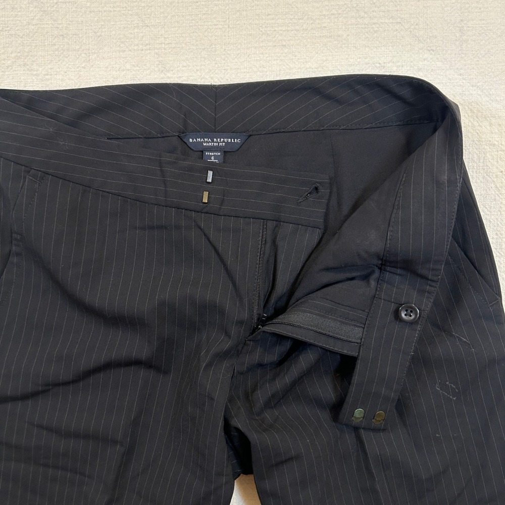 Womens Banana Republic Martin Fit Pants Black Pinstripe Cuffed Dress‎ Size 6 - Picture 10 of 14